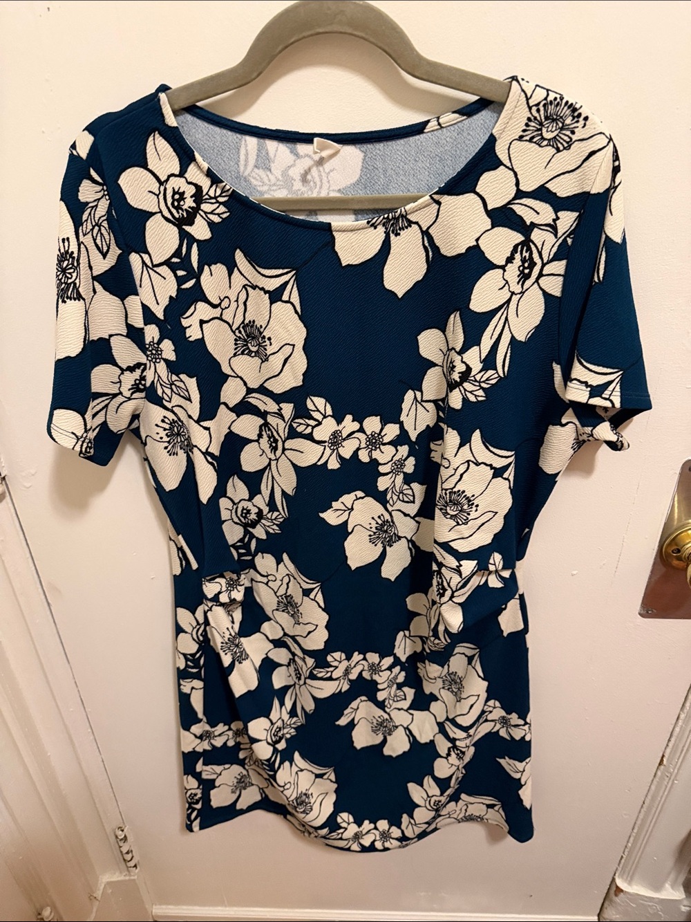 Pinkblush Teal and White Floral Short Sleeve Mini Dress